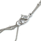 Dior D Logo Triple Strand Heart Double Chain Metal Color Stone Clear Silver — view 7