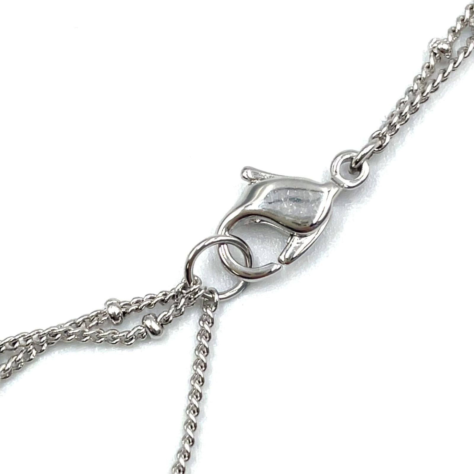 Dior D Logo Triple Strand Heart Double Chain Metal Color Stone Clear Silver — view 7