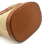 Louis Vuitton Petite Bucket Shoulder Bag Leather Raffia Brown Light Beige Gold — view 5