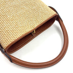Louis Vuitton Petite Bucket Shoulder Bag Leather Raffia Brown Light Beige Gold — view 8