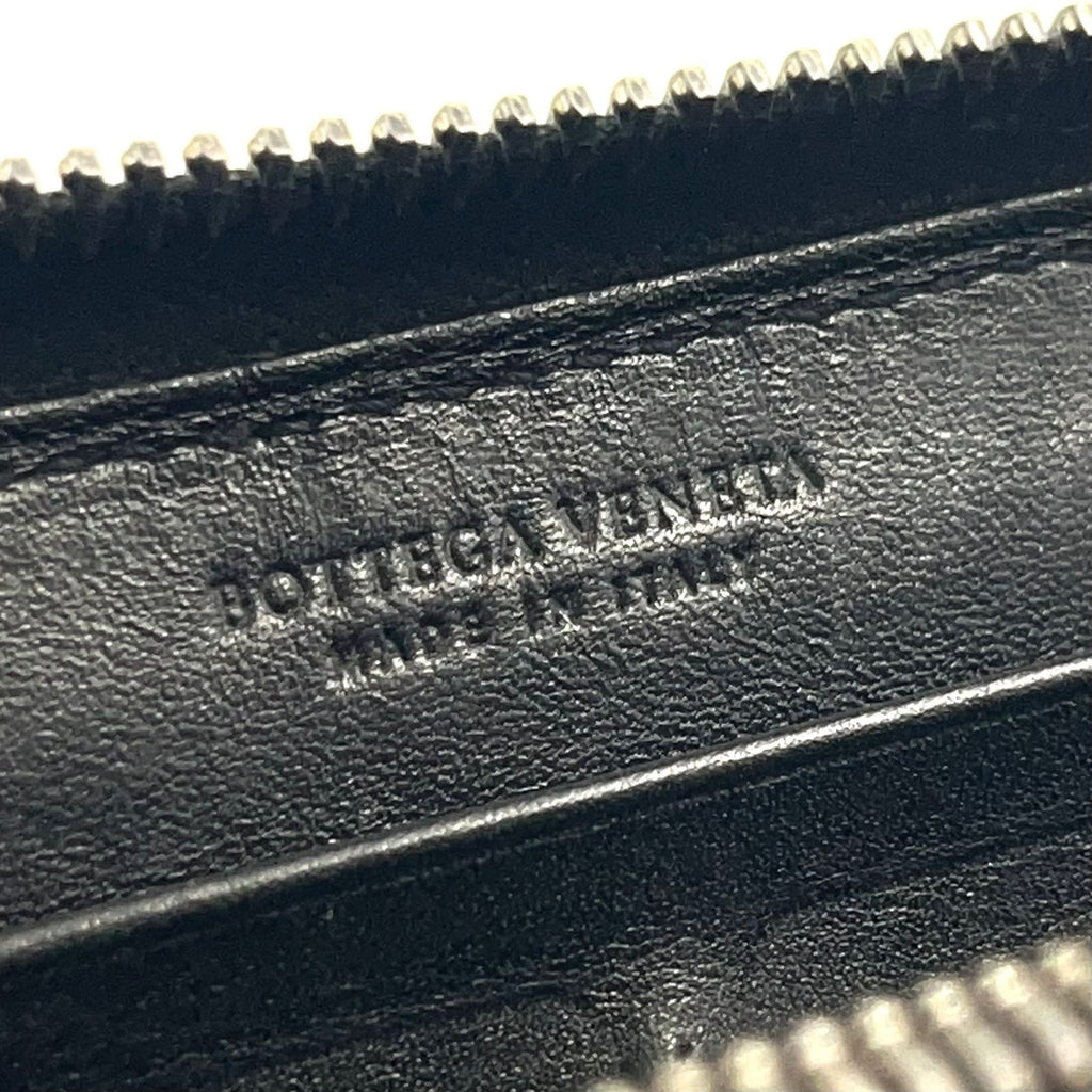 Bottega Veneta Intrecciato Zip Around Leather Black Wallet Silver — view 4