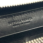 Bottega Veneta Intrecciato Zip Around Leather Black Wallet Silver — view 4