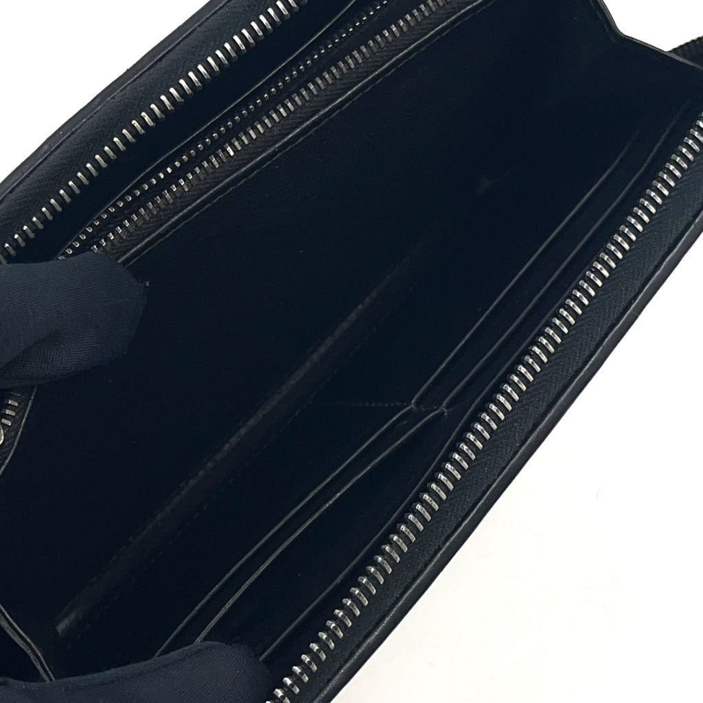 Bottega Veneta Intrecciato Zip Around Leather Black Wallet Silver — view 7