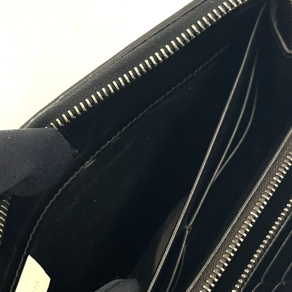 Bottega Veneta Intrecciato Zip Around Leather Black Wallet Silver — view 5