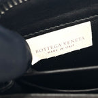Bottega Veneta Intrecciato Zip Around Leather Black Wallet Silver — view 9
