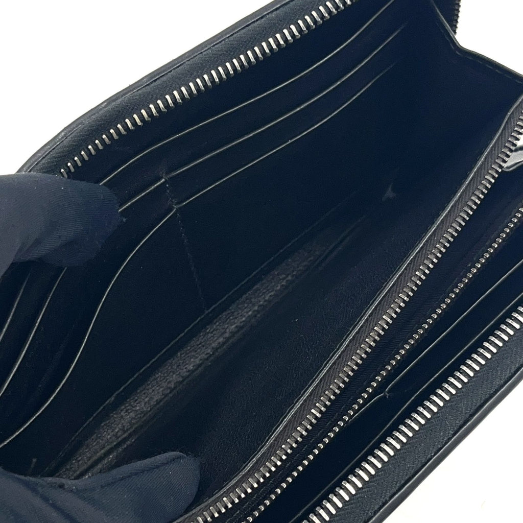 Bottega Veneta Intrecciato Zip Around Leather Black Wallet Silver — view 6