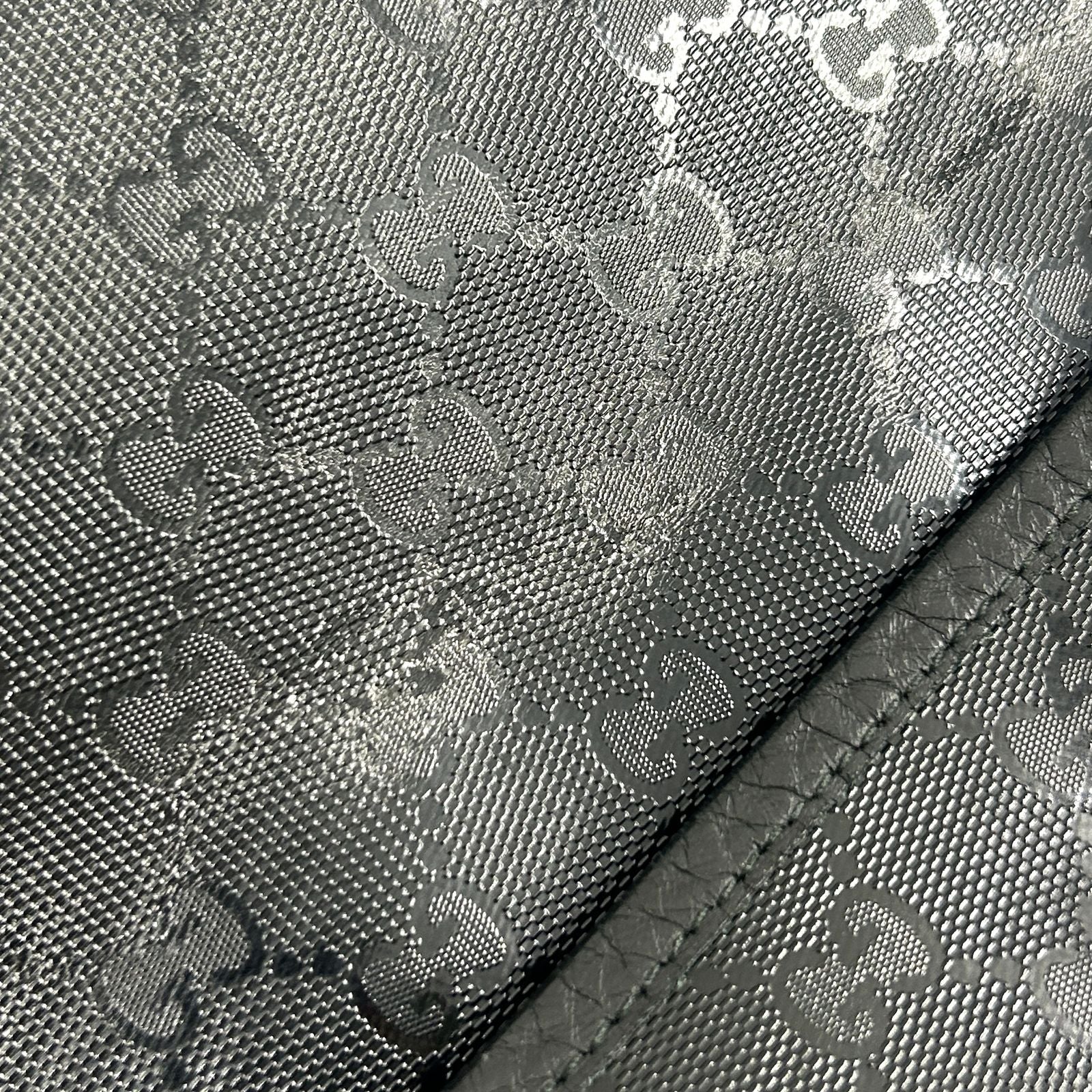 Gucci GG Supreme Leather Black Shoulder Bag Silver — view 9