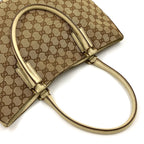 Gucci Hasla Bit Leather Canvas Beige Tote Gold — view 7