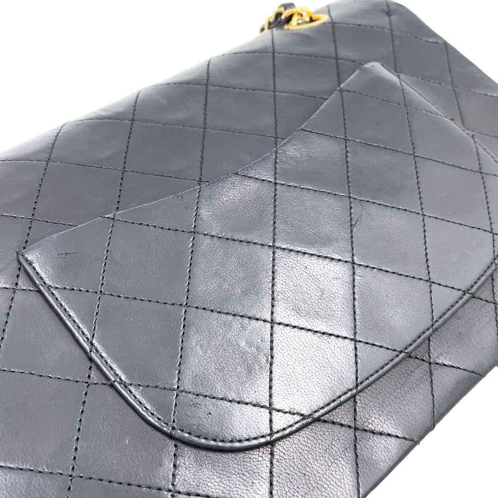 Chanel Quilted Double Flap Lambskin Black Chain Shoulder Bag Gold — view 9
