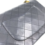 Chanel Quilted Double Flap Lambskin Black Chain Shoulder Bag Gold — view 9