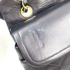 Chanel Quilted Double Flap Lambskin Black Chain Shoulder Bag Gold — view 6