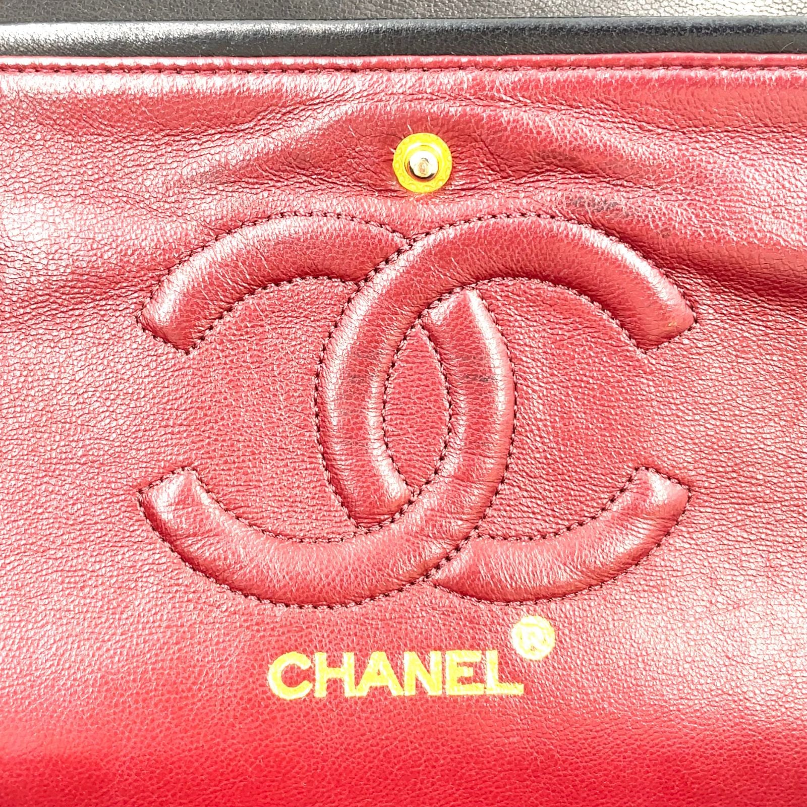 Chanel Quilted Double Flap Lambskin Black Chain Shoulder Bag Gold — view 4