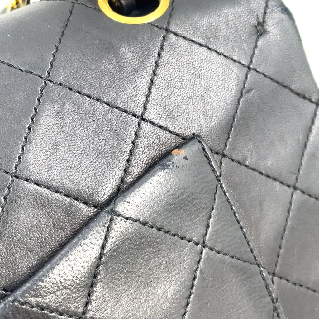 Chanel Quilted Double Flap Lambskin Black Chain Shoulder Bag Gold — view 7