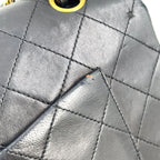 Chanel Quilted Double Flap Lambskin Black Chain Shoulder Bag Gold — view 7