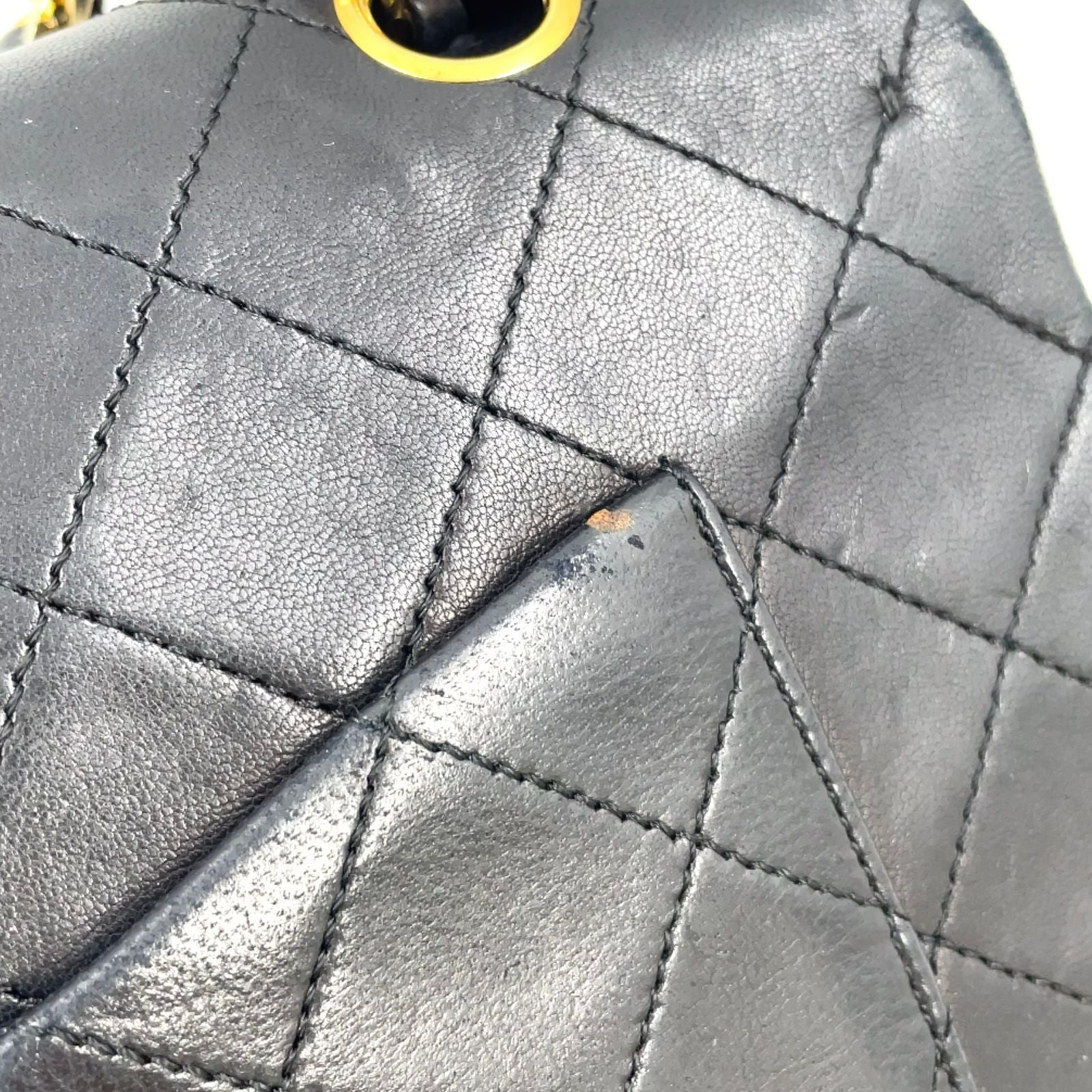 Chanel Quilted Double Flap Lambskin Black Chain Shoulder Bag Gold — view 7