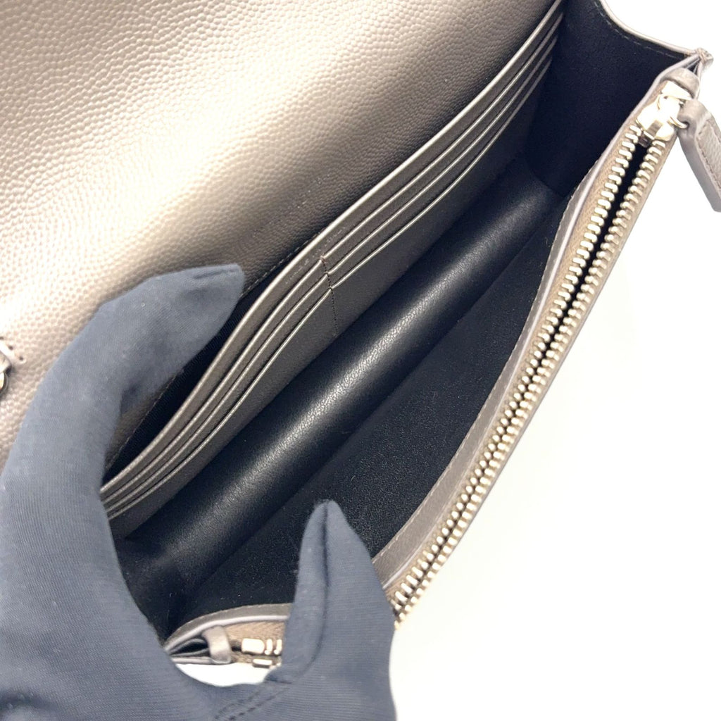 Saint Laurent Paris Kate Tassel Chain Wallet Shoulder Bag Leather Gray Silver — view 3