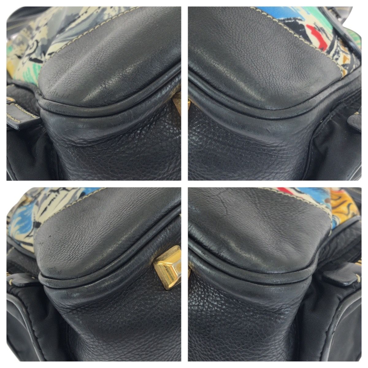 Prada Tessuto Venice Black Multicolor Gold Nylon Leather Shoulder — view 3