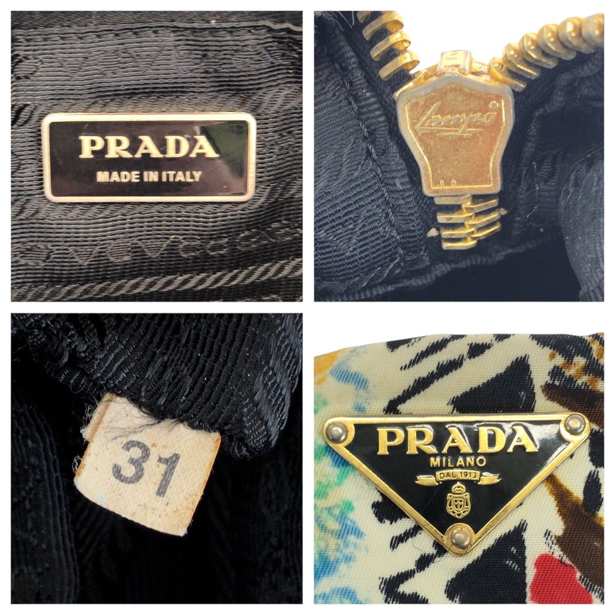 Prada Tessuto Venice Black Multicolor Gold Nylon Leather Shoulder — view 4