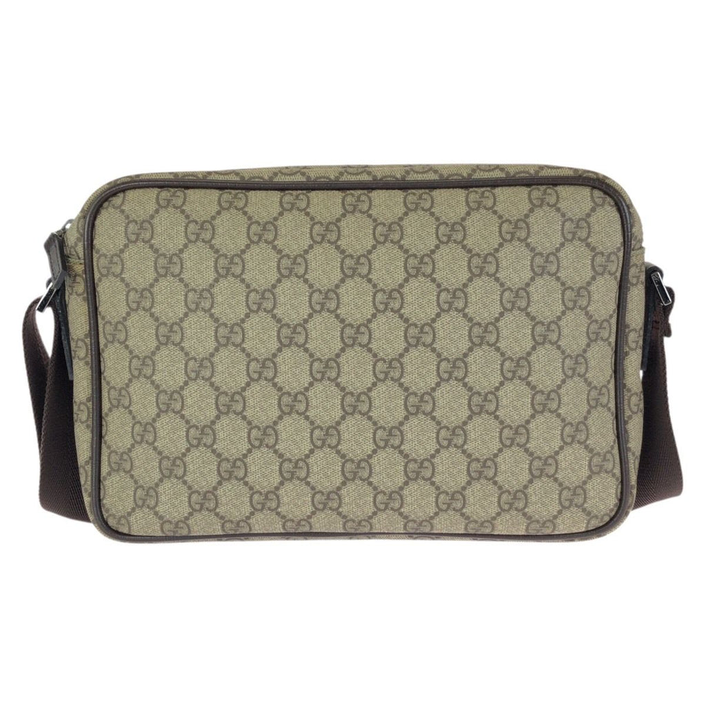 Gucci Beige Dark Brown Silver GG Supreme Canvas Leather Shoulder — view 2