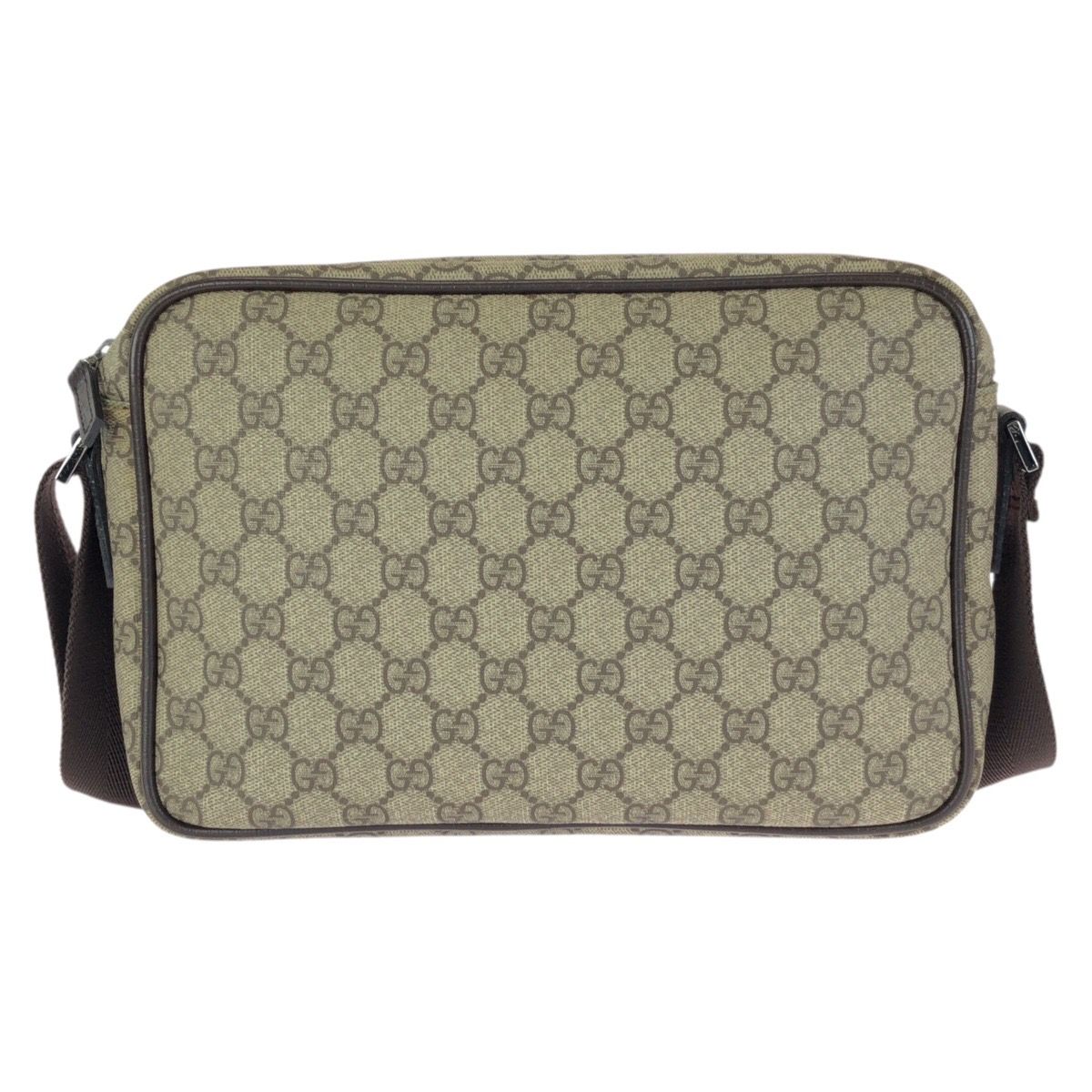 Gucci Beige Dark Brown Silver GG Supreme Canvas Leather Shoulder — view 2