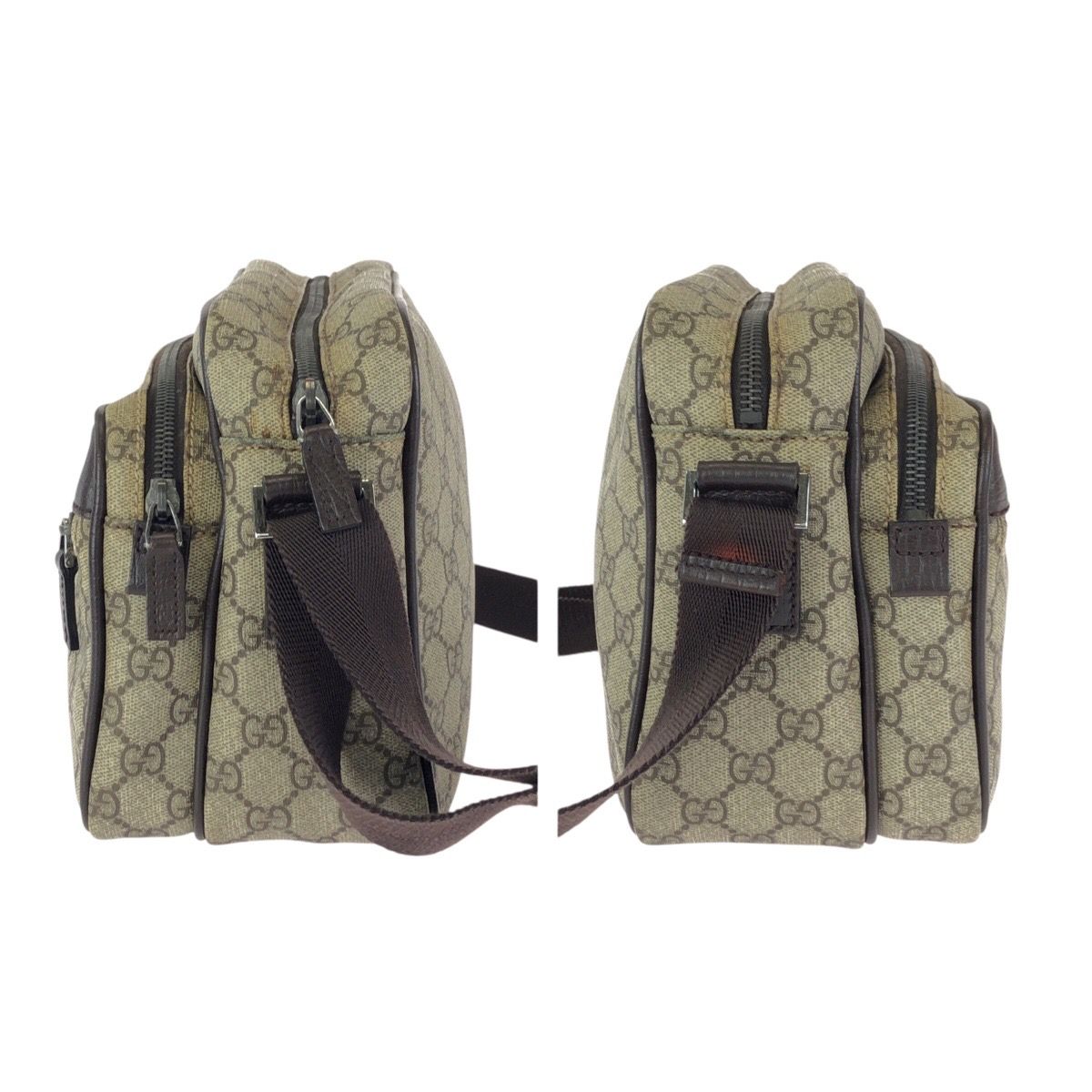 Gucci Beige Dark Brown Silver GG Supreme Canvas Leather Shoulder — view 8