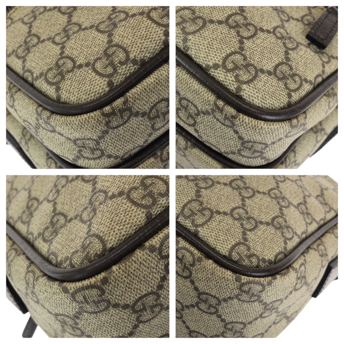 Gucci Beige Dark Brown Silver GG Supreme Canvas Leather Shoulder — view 3