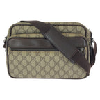 Gucci Beige Dark Brown Silver GG Supreme Canvas Leather Shoulder