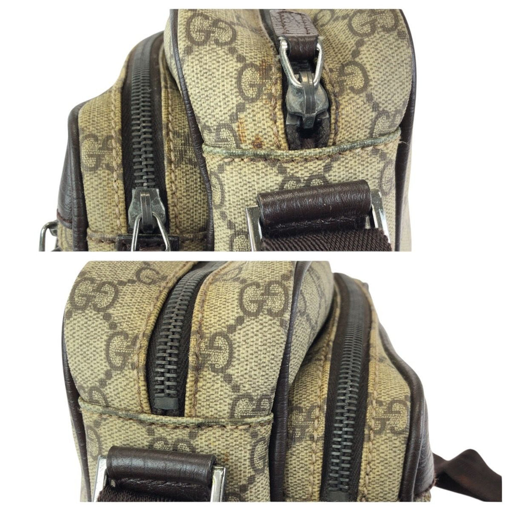 Gucci Beige Dark Brown Silver GG Supreme Canvas Leather Shoulder — view 5