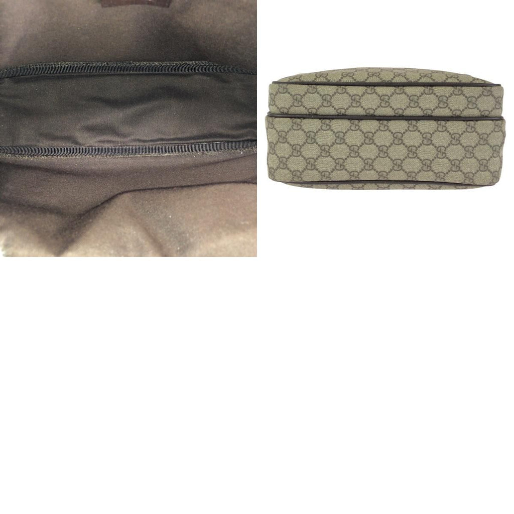 Gucci Beige Dark Brown Silver GG Supreme Canvas Leather Shoulder — view 9