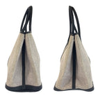 Hermes Garden Party PM Gray Black Silver Toile Ash Leather Tote — view 8