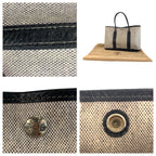 Hermes Garden Party PM Gray Black Silver Toile Ash Leather Tote — view 3