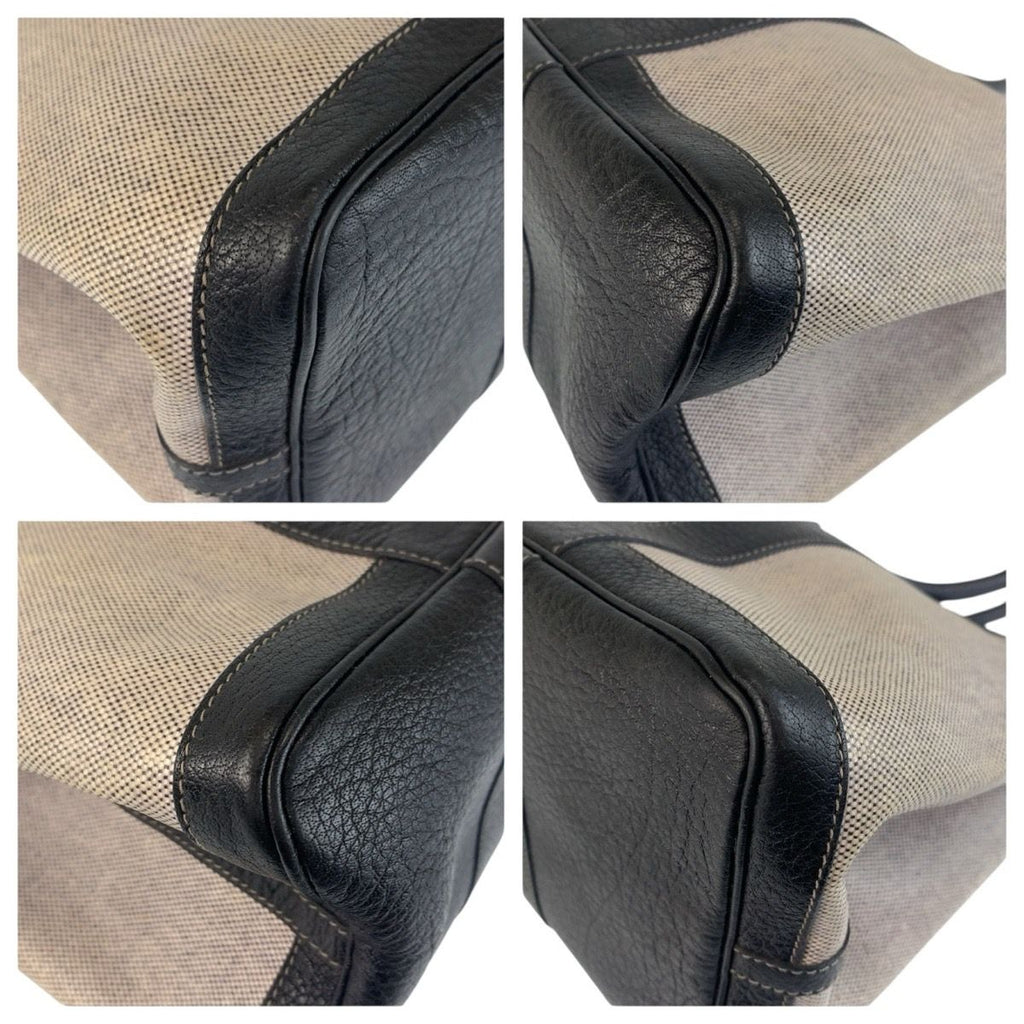 Hermes Garden Party PM Gray Black Silver Toile Ash Leather Tote — view 4