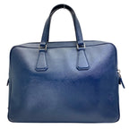 Prada Business Briefcase Triangle Logo Saffiano Leather Navy Silver Practical — view 2