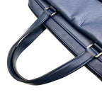 Prada Business Briefcase Triangle Logo Saffiano Leather Navy Silver Practical — view 6