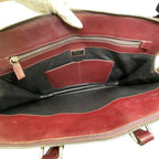 Prada Business Briefcase Handbag Triangle Logo Saffiano Leather Bordeaux Silver — view 9