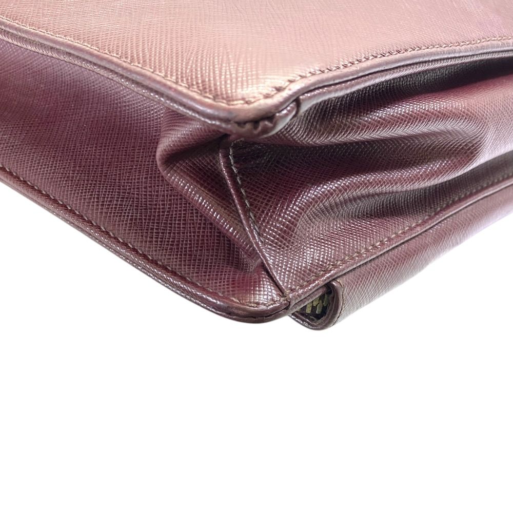 Prada Business Briefcase Handbag Triangle Logo Saffiano Leather Bordeaux Silver — view 4