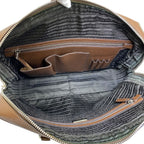 Prada Business Briefcase Handbag Triangle Logo Saffiano Leather Brown Silver — view 8