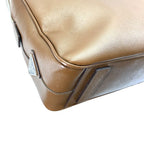 Prada Business Briefcase Handbag Triangle Logo Saffiano Leather Brown Silver — view 4