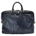 Gucci Guccissima Business Briefcase Handbag GG Logo Leather Black Practical