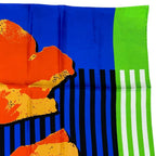 Dior Scarf Shawl D-flower Pop Silk 100% Blue Green Orange Gorgeous Feminine — view 2
