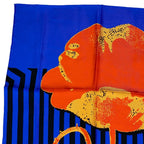 Dior Scarf Shawl D-flower Pop Silk 100% Blue Green Orange Gorgeous Feminine — view 4