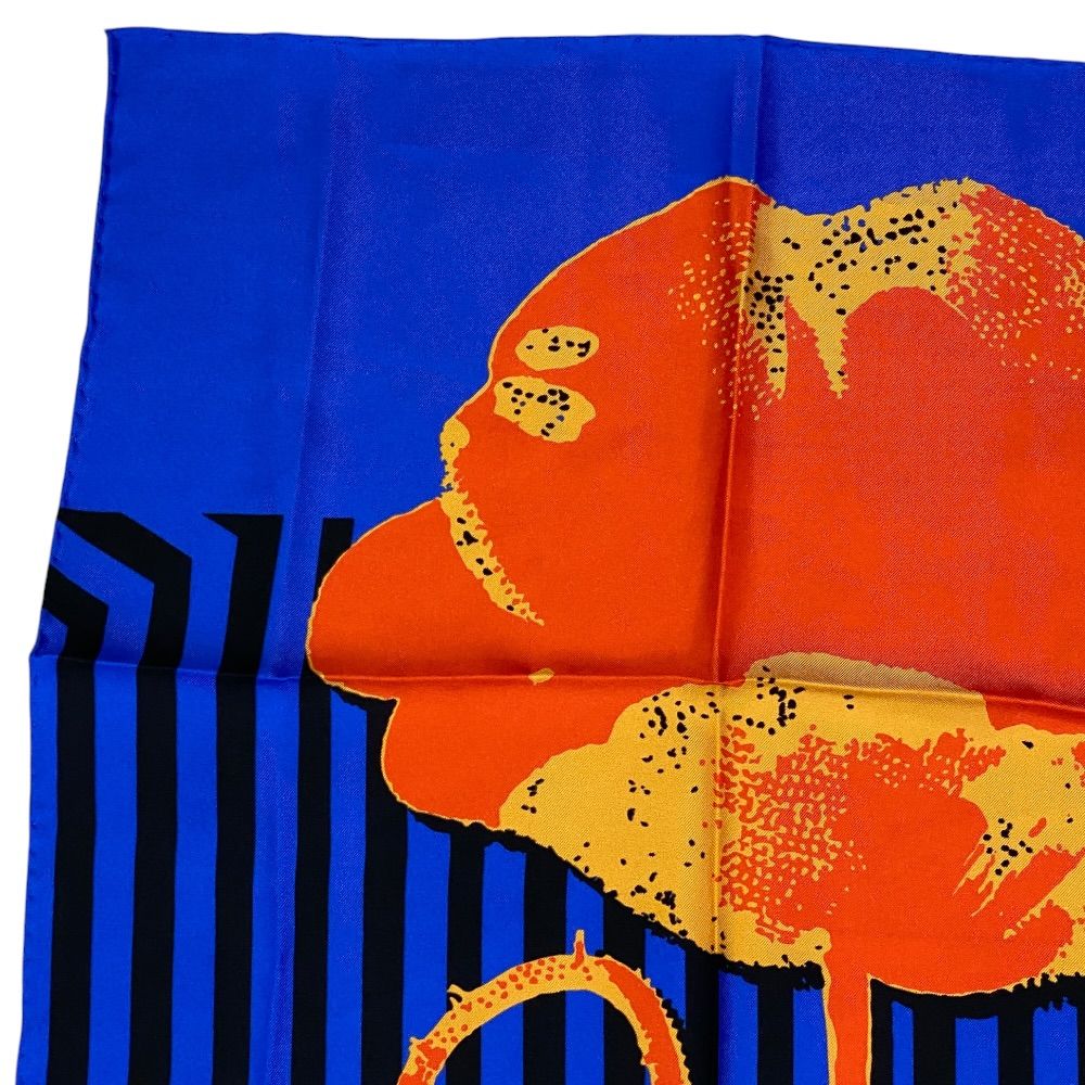 Dior Scarf Shawl D-flower Pop Silk 100% Blue Green Orange Gorgeous Feminine — view 4
