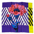 Dior Scarf Shawl D-flower Pop Silk 100% Purple Yellow Pink Gorgeous Feminine
