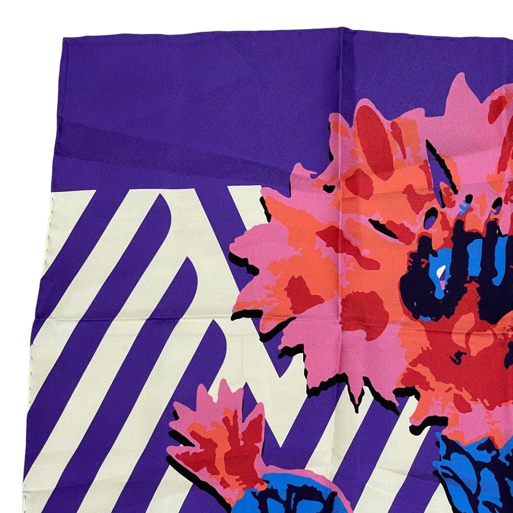 Dior Scarf Shawl D-flower Pop Silk 100% Purple Yellow Pink Gorgeous Feminine — view 4