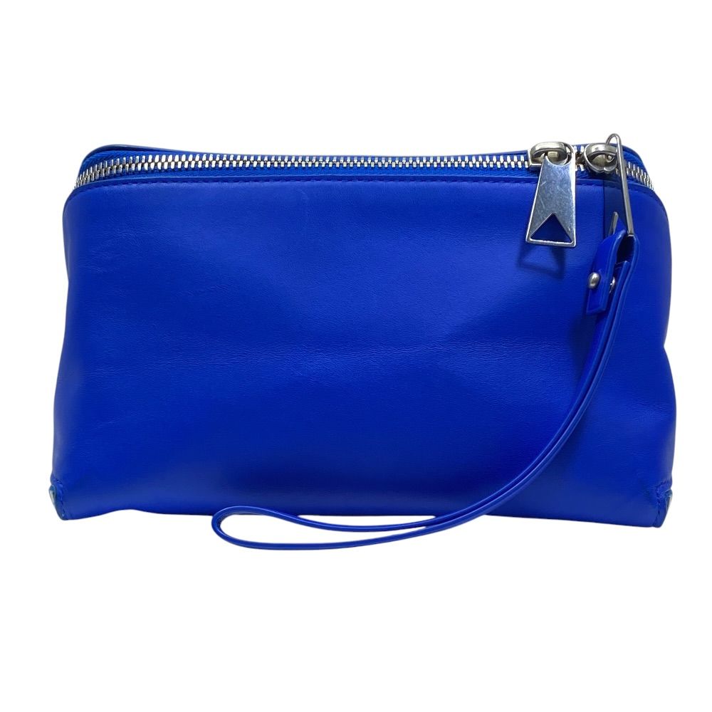 Bottega Veneta Triangle Clutch Wrist Strap Pouch Leather Blue Mode Practical