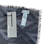 Dior Fringe Scarf Shawl CD Diamond Silk Wool Gray Feminine — view 3