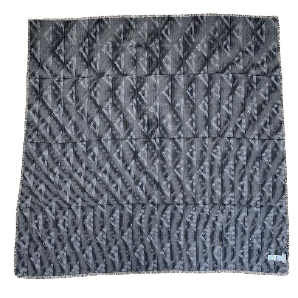 Dior Fringe Scarf Shawl CD Diamond Silk Wool Gray Feminine — view 2