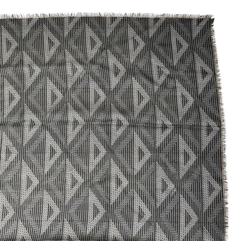 Dior Fringe Scarf Shawl CD Diamond Silk Wool Gray Feminine — view 5