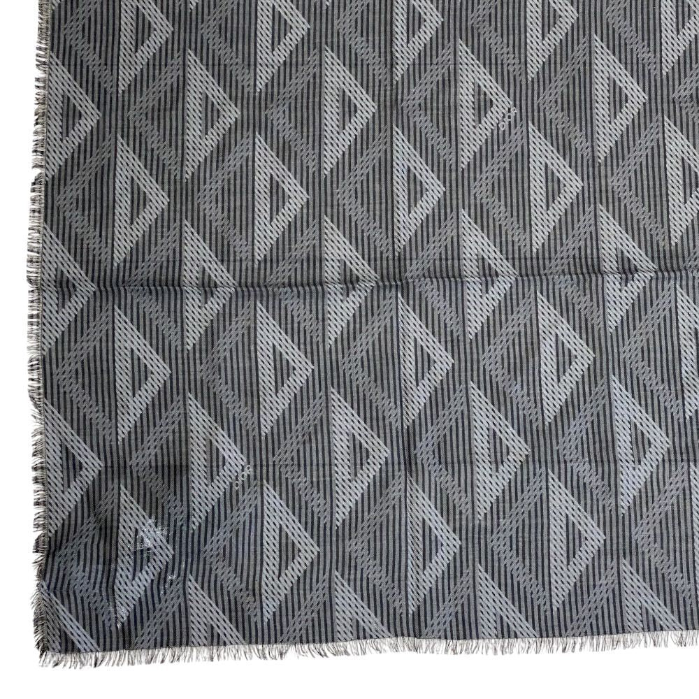 Dior Fringe Scarf Shawl CD Diamond Silk Wool Gray Feminine — view 8