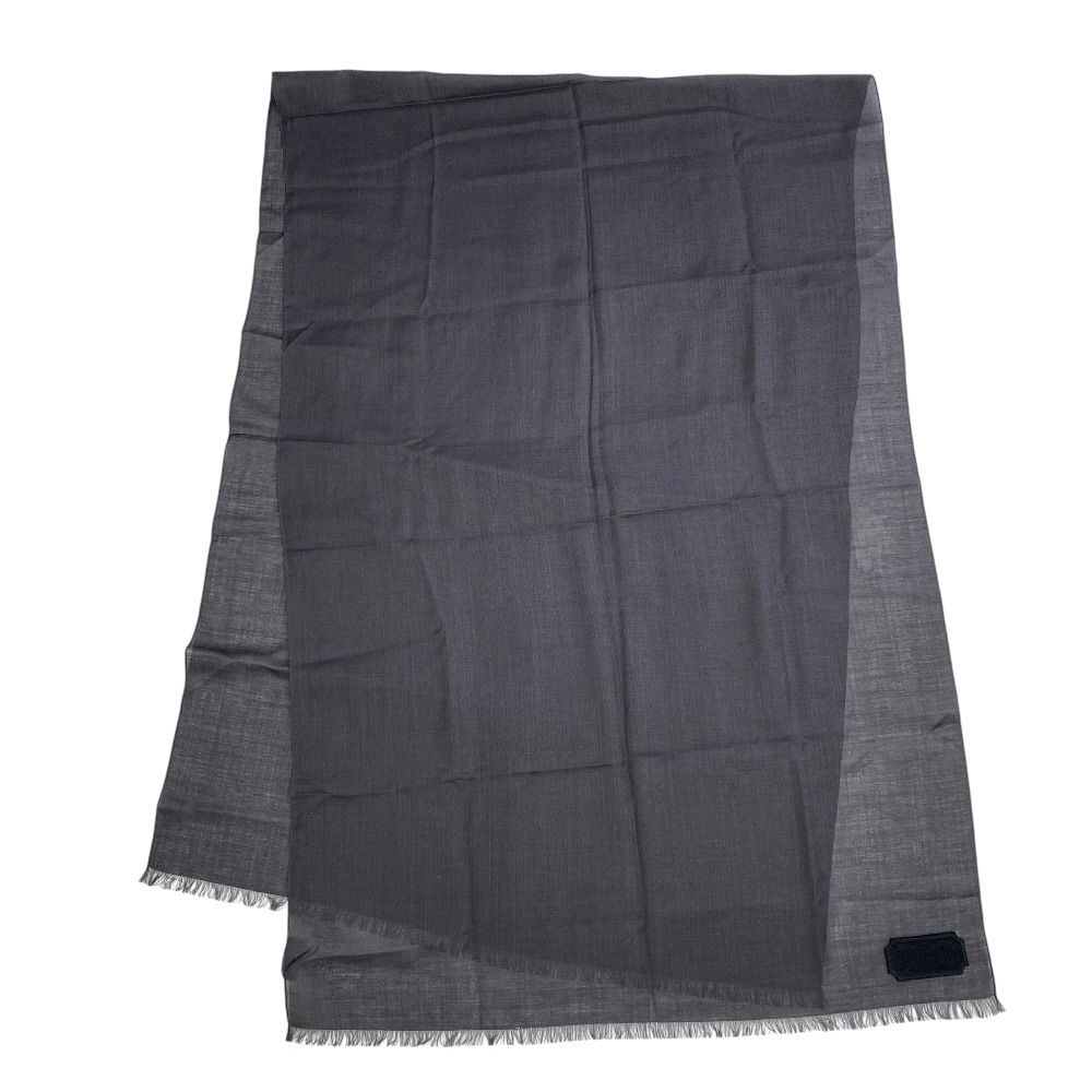 Dior Fringe Logo Scarf Shawl Silk Cashmere Gray Feminine